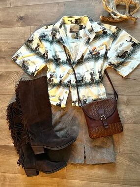 Vintage Outdoor Life Deer Print Button Up Shirt M Unisex Hunting